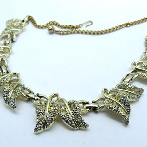 Vintage 1940's - 1950's Gilt Leaf Necklace By Kramer of New York